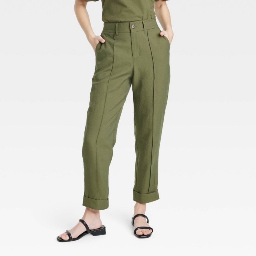 - ✨High-Rise Slim Fit Effortless Pintuck Ankle Pants - A New Day olive✨
